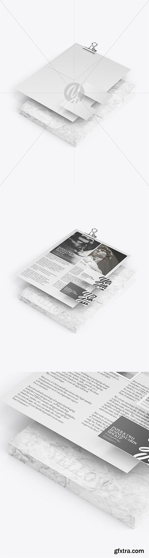 Papers, Business Card & Pen with Marble 64290