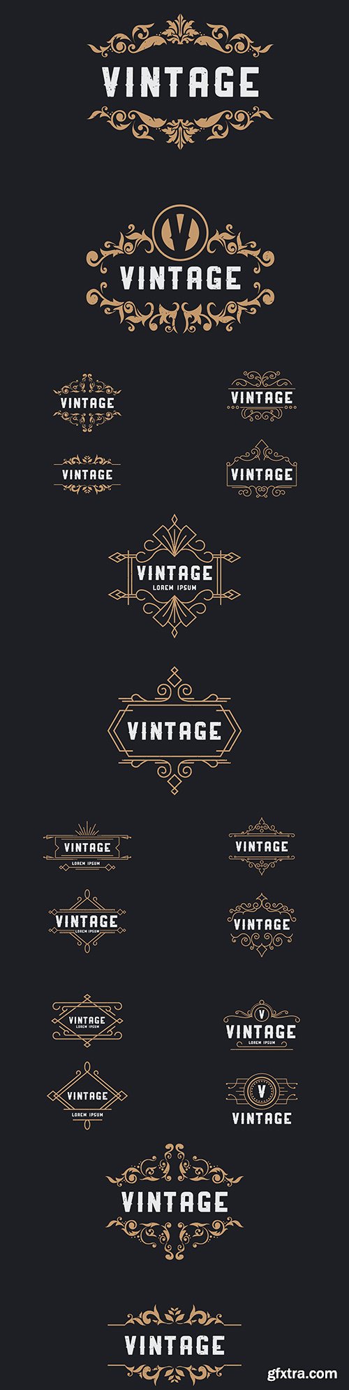 Old gold abstract floral vintage frame design
