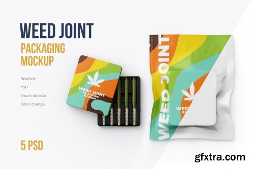 CreativeMarket - Weed Joint Packaging Mockup 4826343