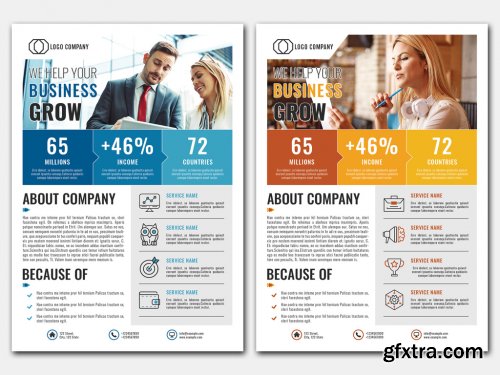 Business Flyer Layout with Blue and Orange Accents 363965073