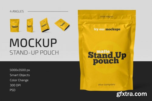 CreativeMarket - Matte Stand-Up Pouch Mockup Set 5158450