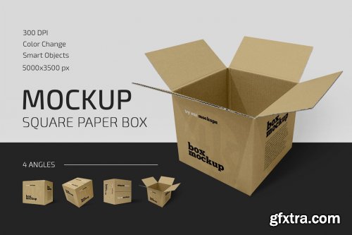 CreativeMarket - Square Paper Box Mockup Set 5156431