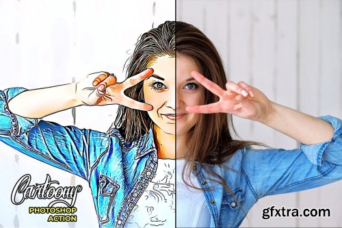 CreativeMarket - Cartoony Photoshop Action 4723737