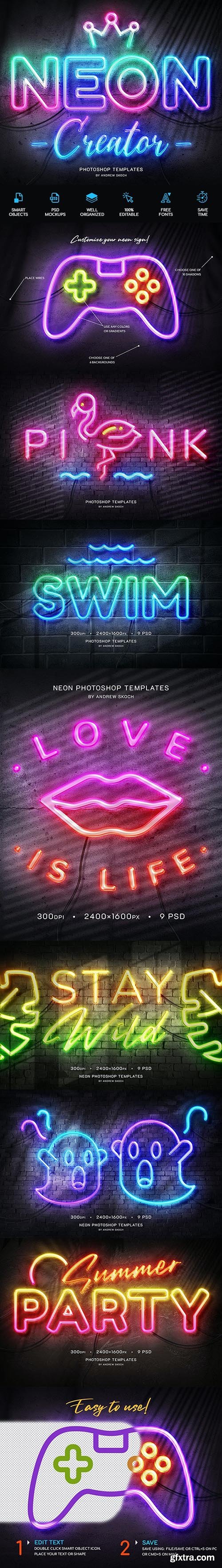 GraphicRiver - Neon Wall Sign Templates 27858499 GraphicRiver - Neon Wall Sign Templates 27858499