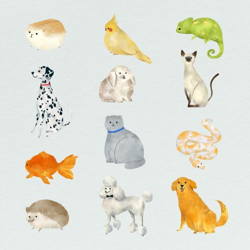 Friendly animals painting collection template - 2053092