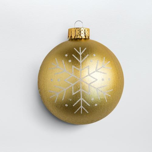 A shiny gold ball Christmas ornament isolated on gray background - 1231410