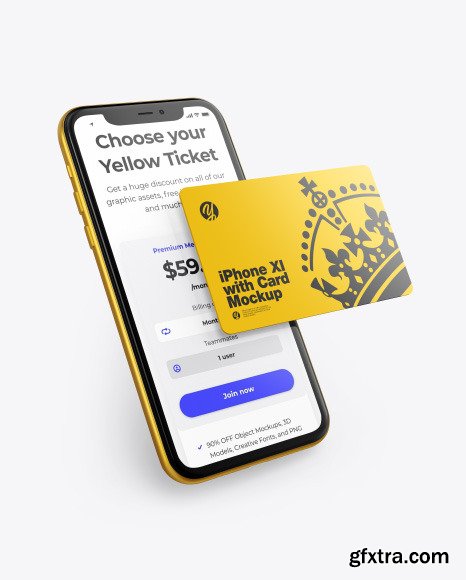 Apple iPhone 11 Pro w/ Credit Card Mockup 63868