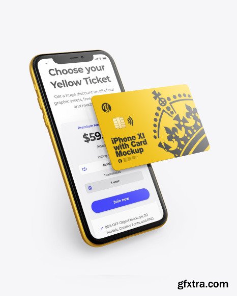 Apple iPhone 11 Pro w/ Credit Card Mockup 63868