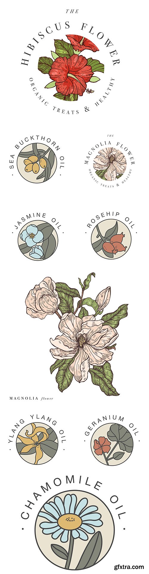 Cosmetic oil colorful logo in fashionable linear art
