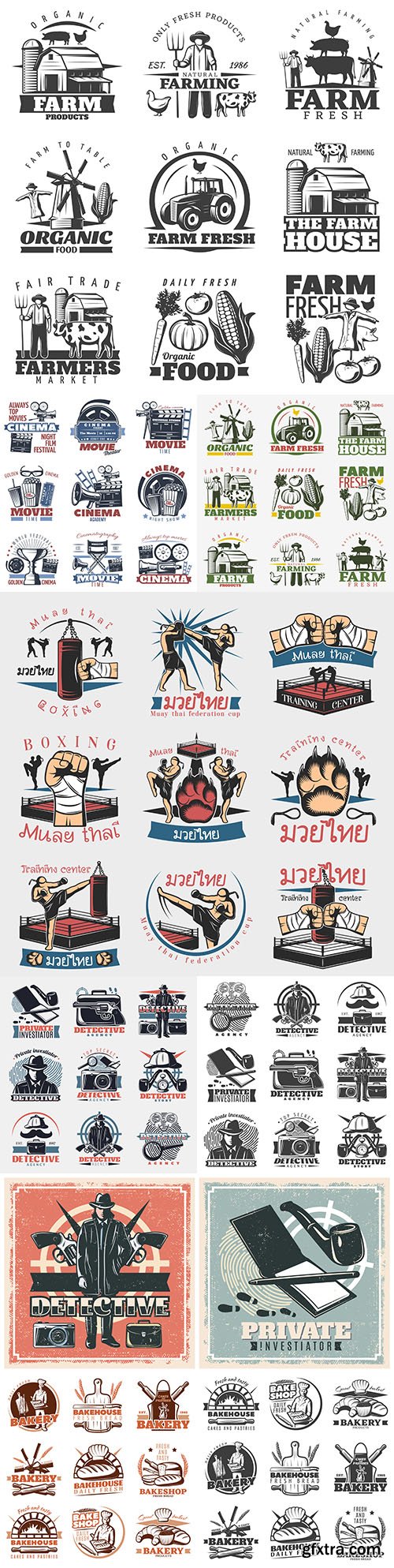 Vintage Logo & Emblem Brand Name Company Design #4, 9xEPS