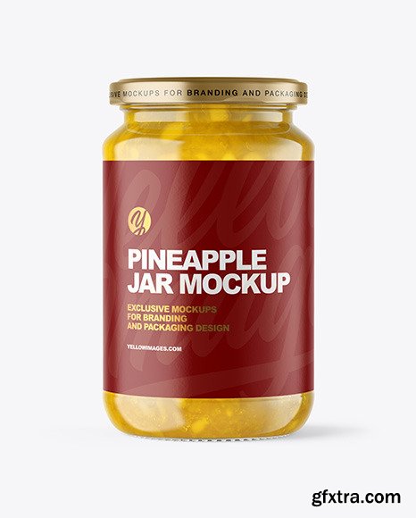 Download Clear Glass Jar With Pineapple Jam Mockup 64728 Gfxtra PSD Mockup Templates