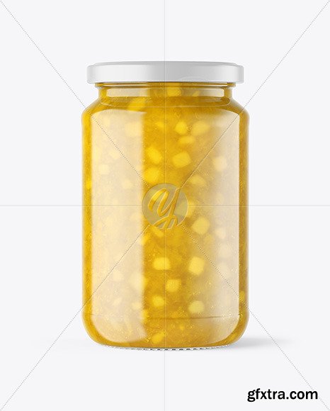 Download Clear Glass Jar With Pineapple Jam Mockup 64728 Gfxtra Yellowimages Mockups