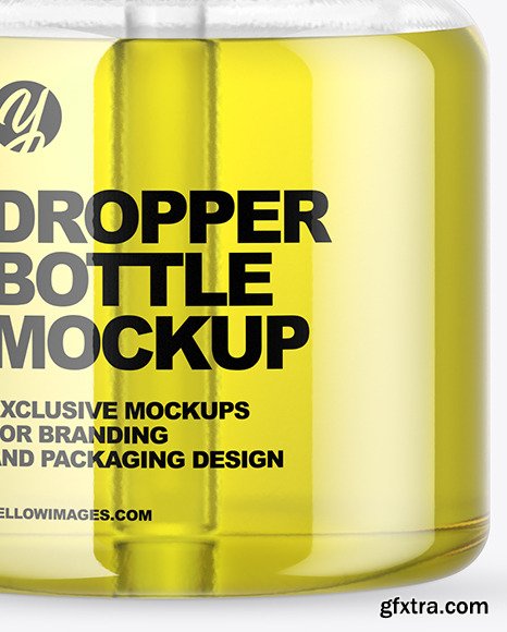 Clear Glass Dropper Bottle w/ Oil Mockup 64724