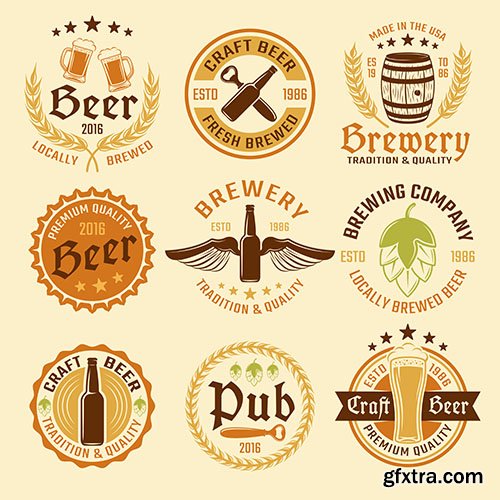 Colored beer emblem set 