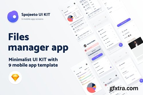 File manager app UI KIT - 9 iPhone templates » GFxtra