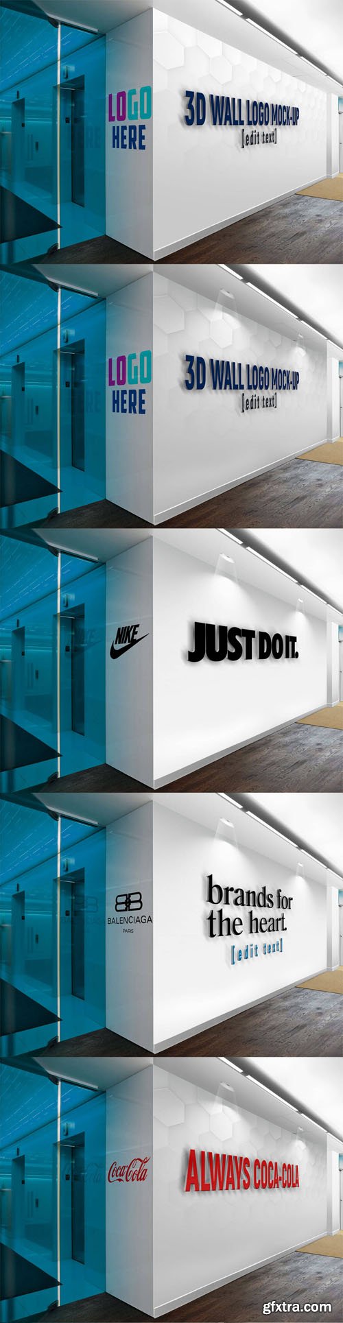 3D Wall Logo PSD Mockup