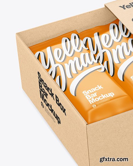 Kraft Paper Box with Snack Bars Mockup 64210