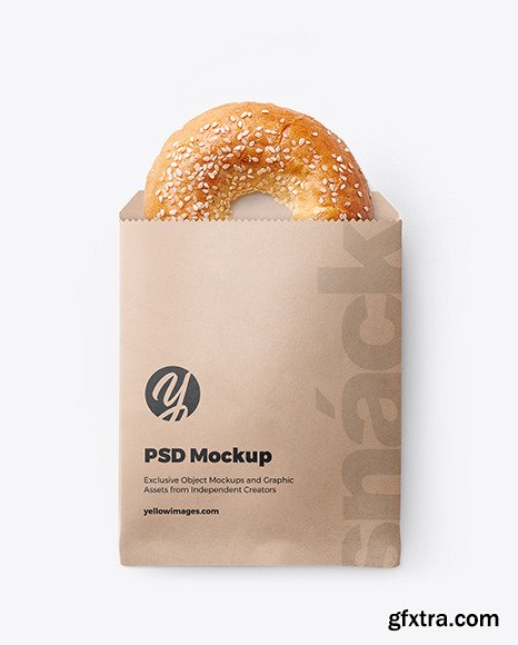 Download Paper Pack With Donut With Sesame Seeds Mockup 64274 Gfxtra Yellowimages Mockups