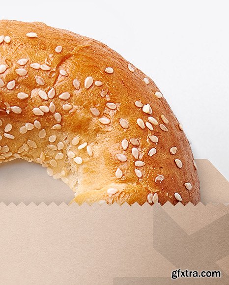 Paper Pack with Donut with Sesame Seeds Mockup 64274