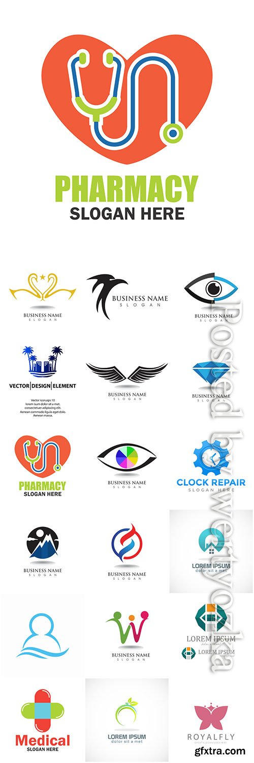 Logos in vector, business icons, emblems, labels Logos in vector, business icons, emblems, labels