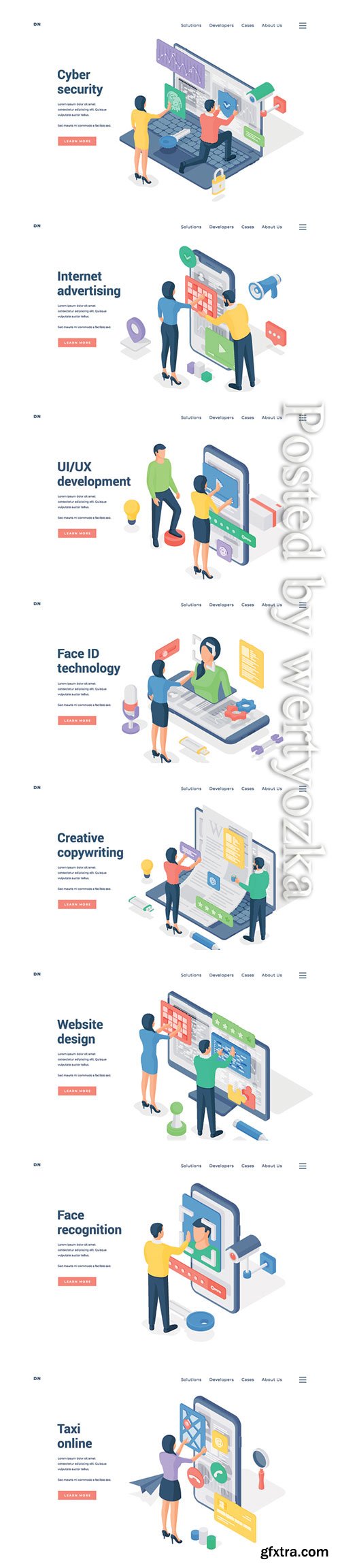 Set of banners with isometric vector illustration # 2