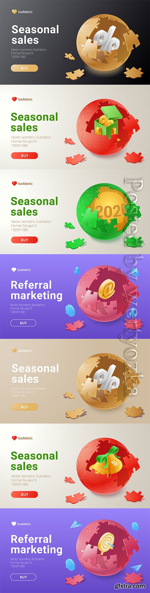 Set of banners with isometric vector illustration # 4
