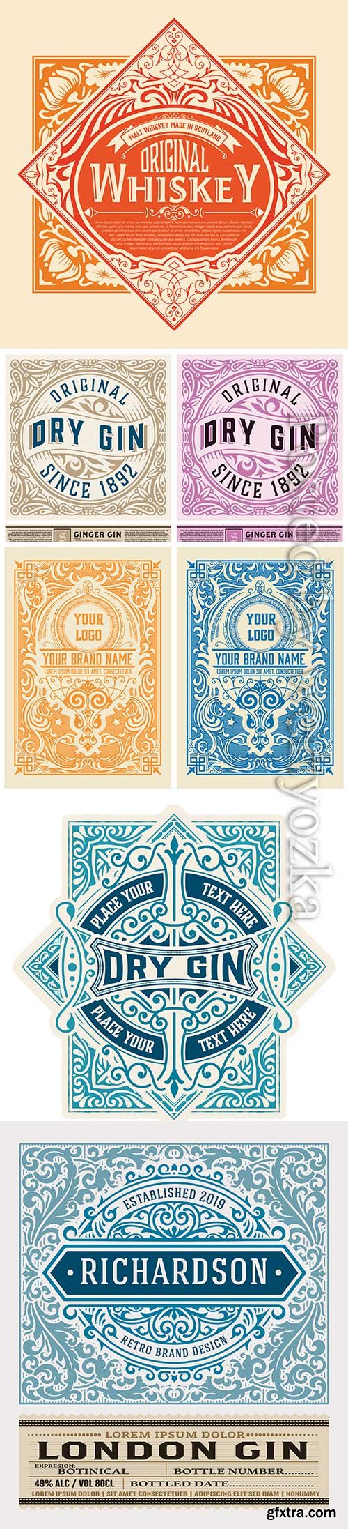 Vintage vector label for packing with floral ornaments Vintage vector label for packing with floral ornaments