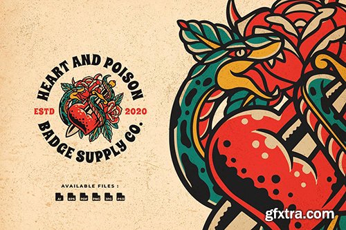 Heart and Poison Badge Design Heart and Poison Badge Design