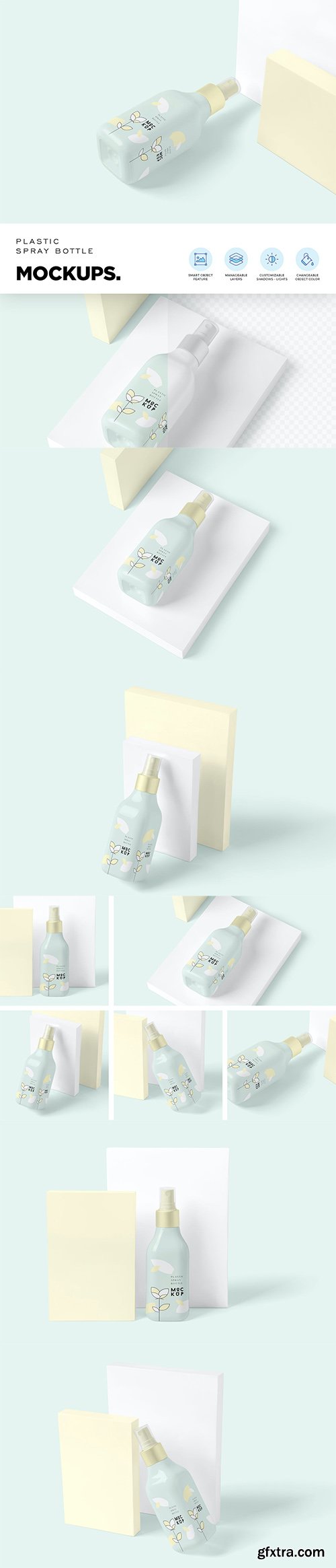 Glossy Plastic Spray Bottle Mockups Glossy Plastic Spray Bottle Mockups