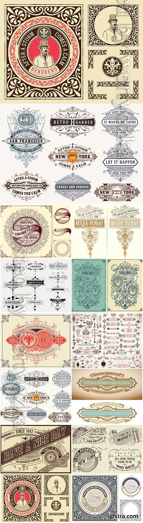 Vector vintage labels, emblems, logos, ribbons, patterns # 7 » GFxtra