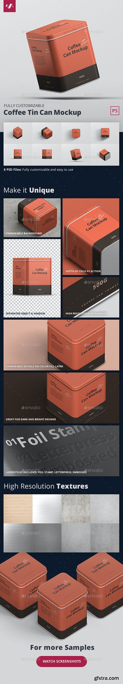 GraphicRiver - Coffee Tin Can Mockup Square 26674139
