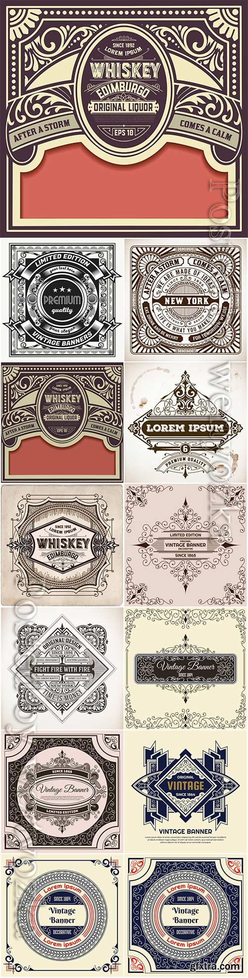 Labels in vintage style, vector elements Labels in vintage style, vector elements
