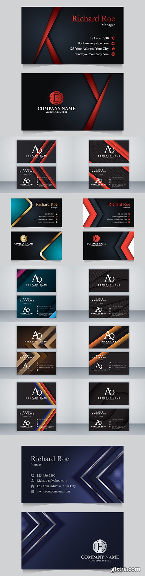 Business card template design on dark background 2
