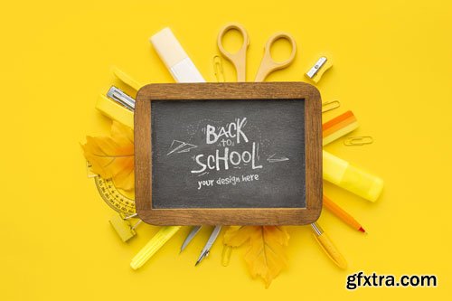 Flat lay back to school elements assortment mock-up
