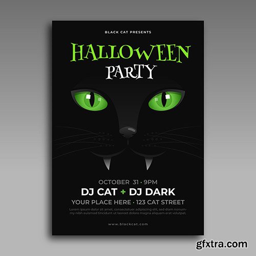 Flat design halloween party poster template