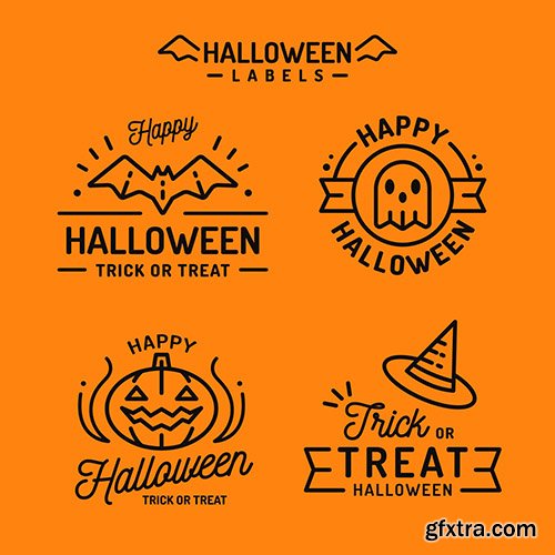 Flat design halloween badge collection 