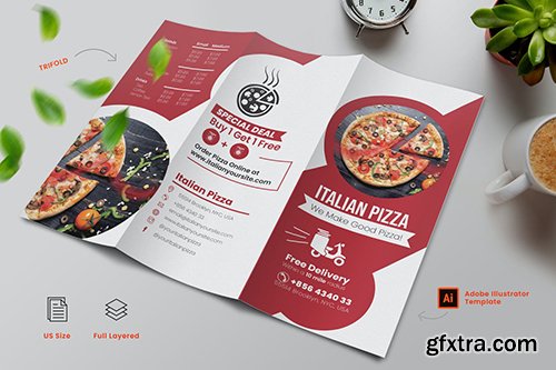 Italian Pizza Menu Trifold