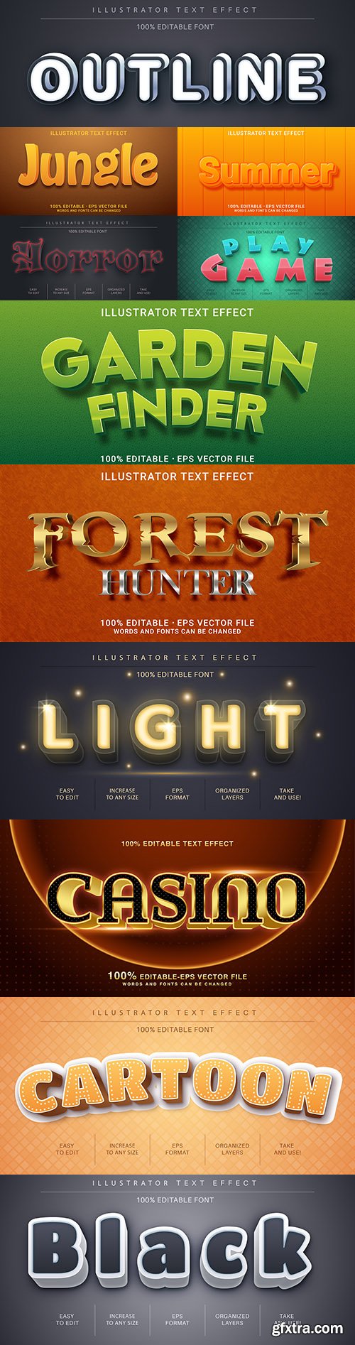 Editable font effect text collection illustration design 185
