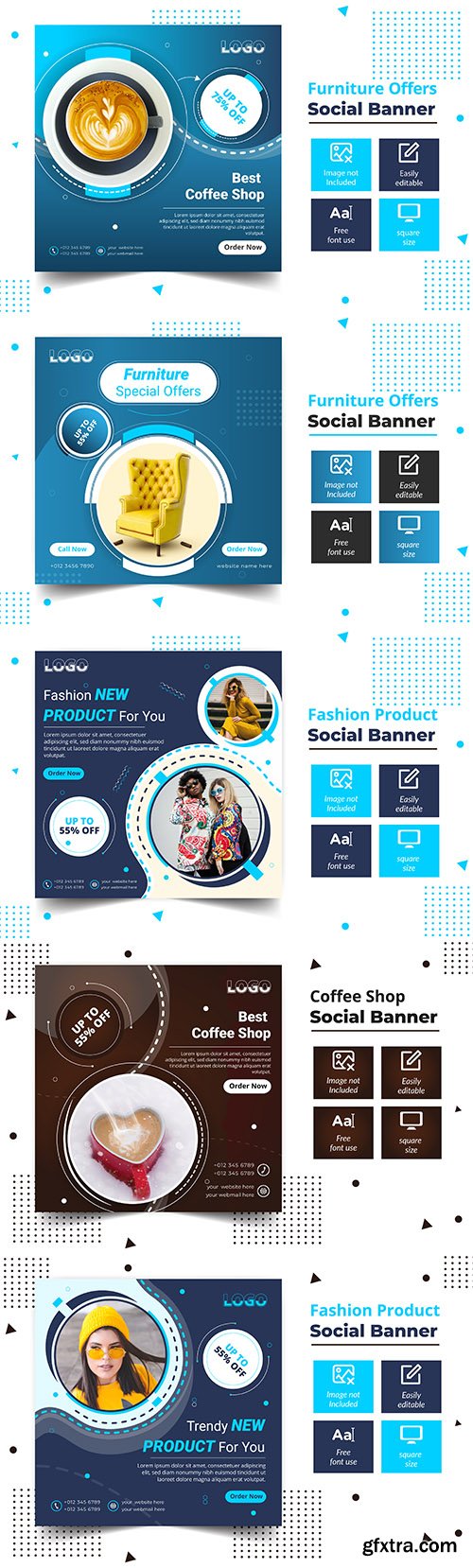 Fashion product offers post square banner templatexA;