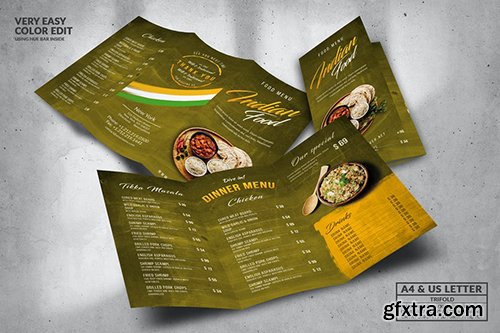 Indian Food Menu Design A4 & US Letter Indian Food Menu Design A4 & US Letter