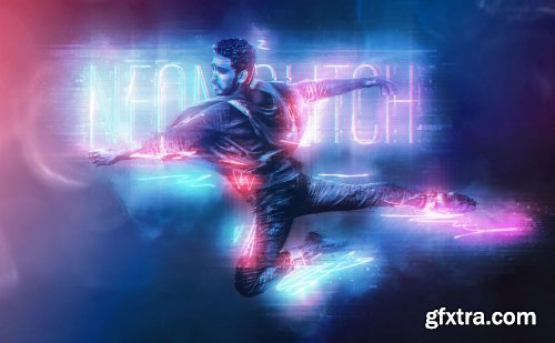 GraphicRiver - Neon Glitch Photoshop Effect 27675875