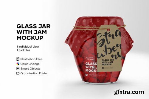 Glass Strawberry Jam Jar with Mockup 5134260
