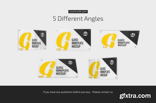 CreativeMarket - Rectangular Glass Nameplate Mockup Set 5269985