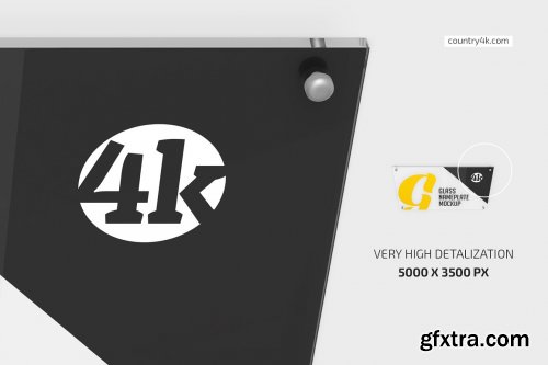 CreativeMarket - Rectangular Glass Nameplate Mockup Set 5269985