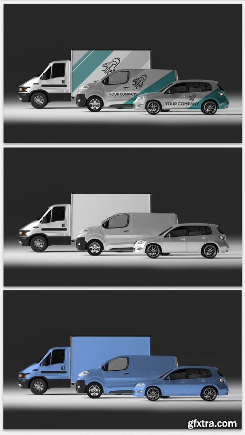 Mockup of a Series of Vehicles 369518039