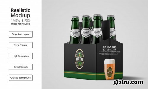 Realistic packaging of six pack beer mockup