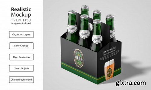 Realistic packaging of six pack beer mockup