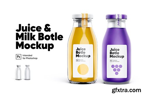 Juice & Milk Bottles Mockup Set Juice & Milk Bottles Mockup Set