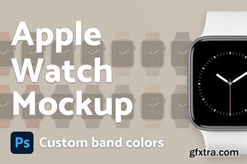 Apple Watch with custom colors of band PSD Mockup Apple Watch with custom colors of band PSD Mockup