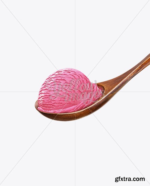 Wooden Spoon With Strawberry Ice Cream 10175